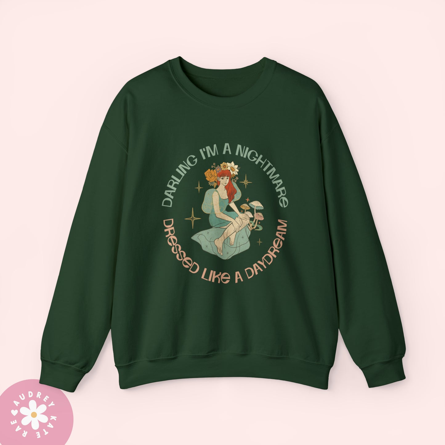 Darling I'm a Nightmare Dressed like a Daydream - Blank Space Celestial Ethereal Mushroom Crewneck by audreykaterae