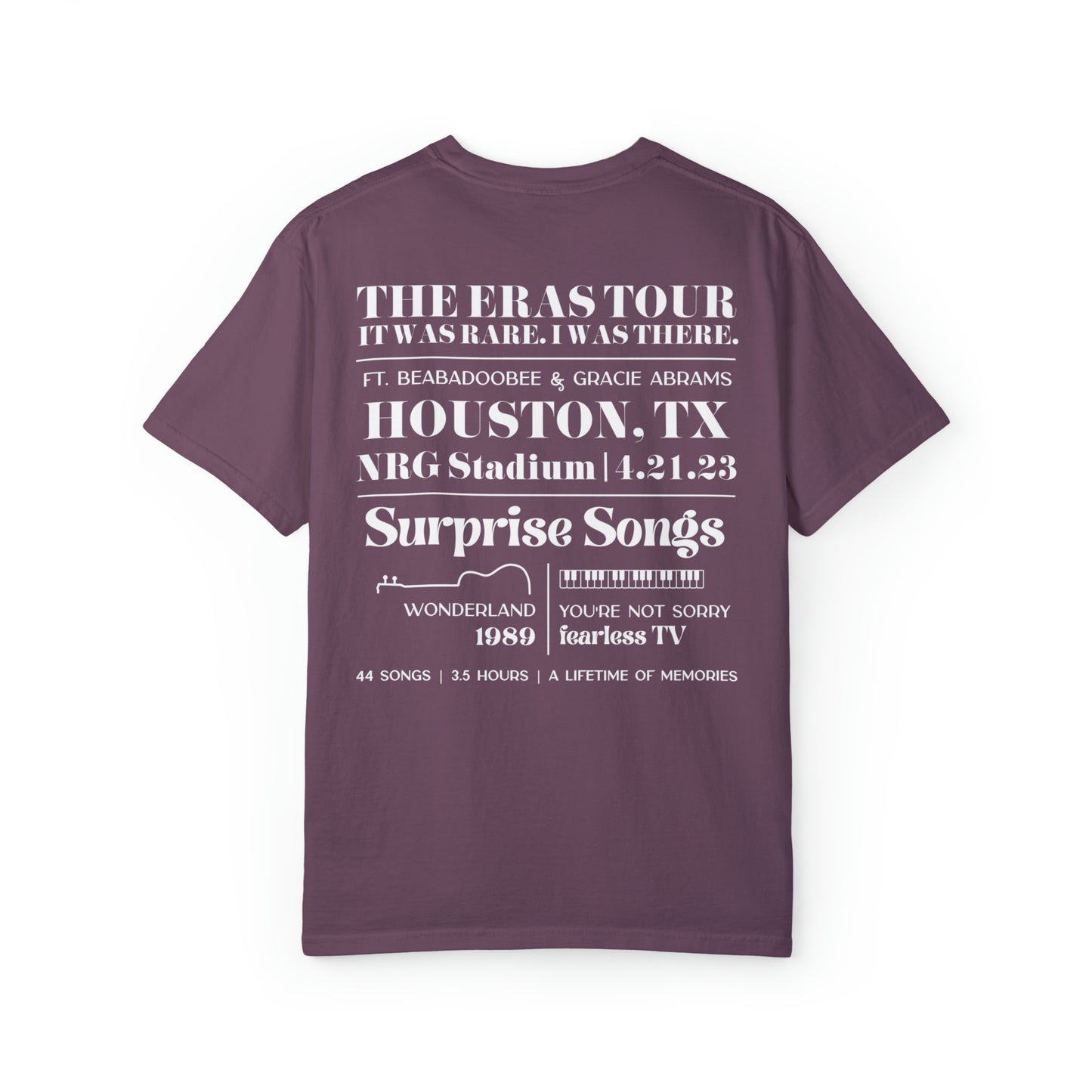 Eras Houston, TX Night 1, 4-21-23, Custom Comfort Colors Eras Tour Tshirt