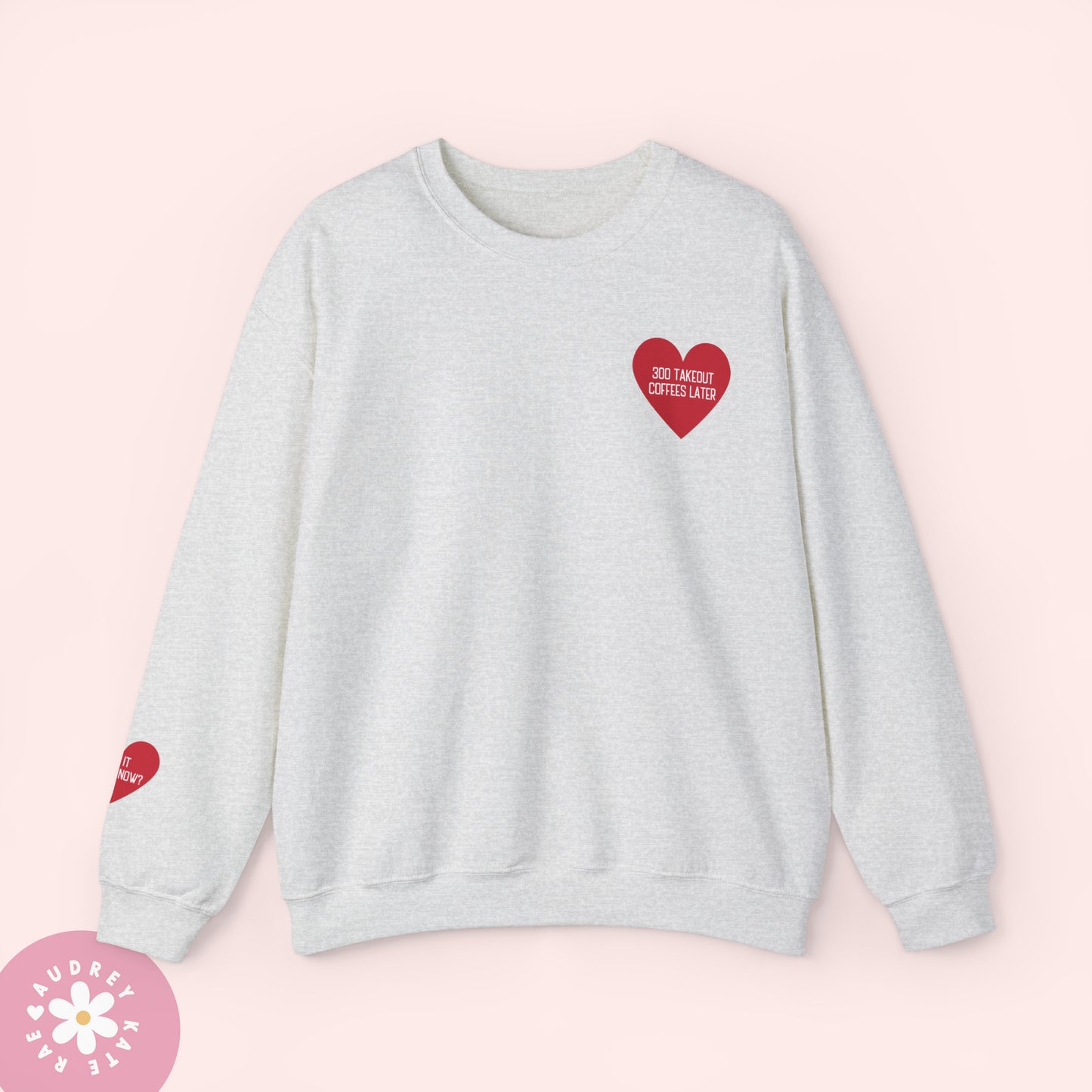 300 Takeout Coffees Later / Is It Over Now? Pocket Heart Unisex Crewneck - S-5XL