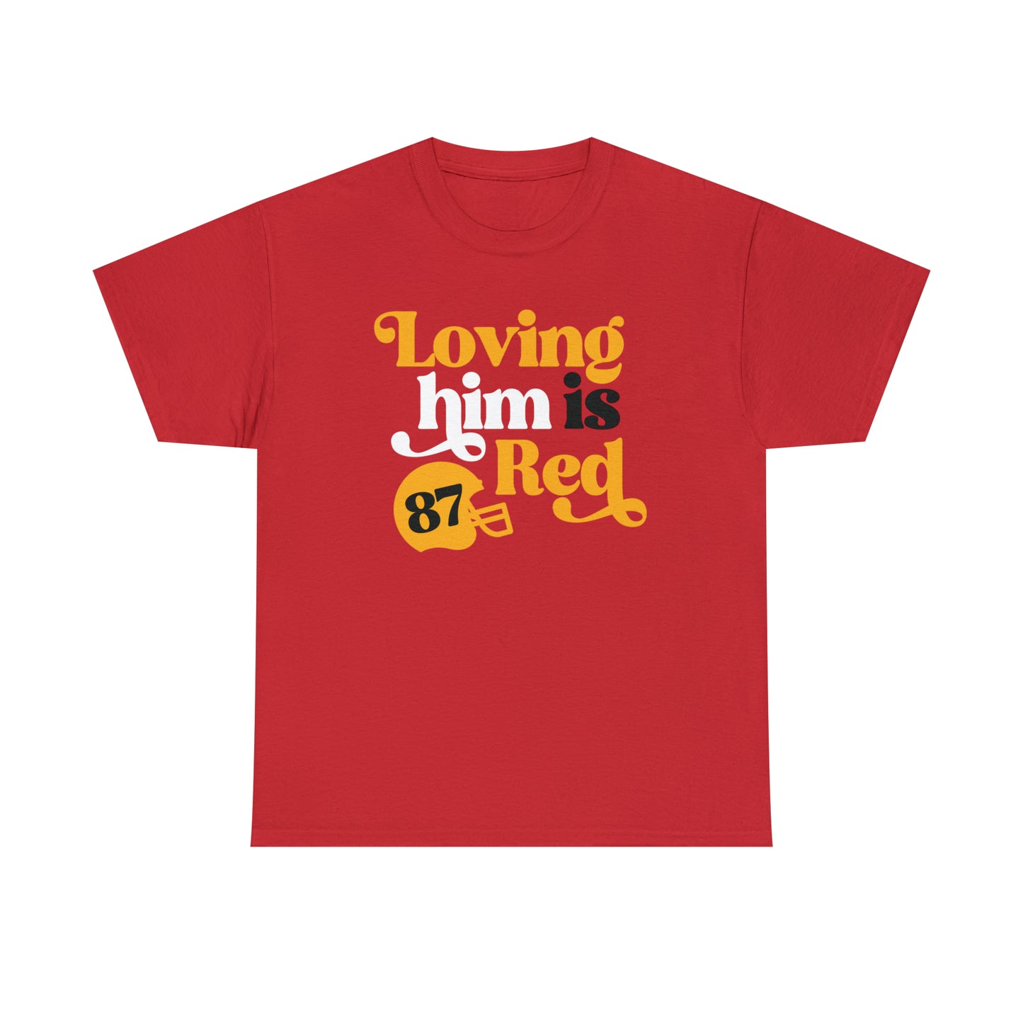 Loving Him Is Red - Football Tee