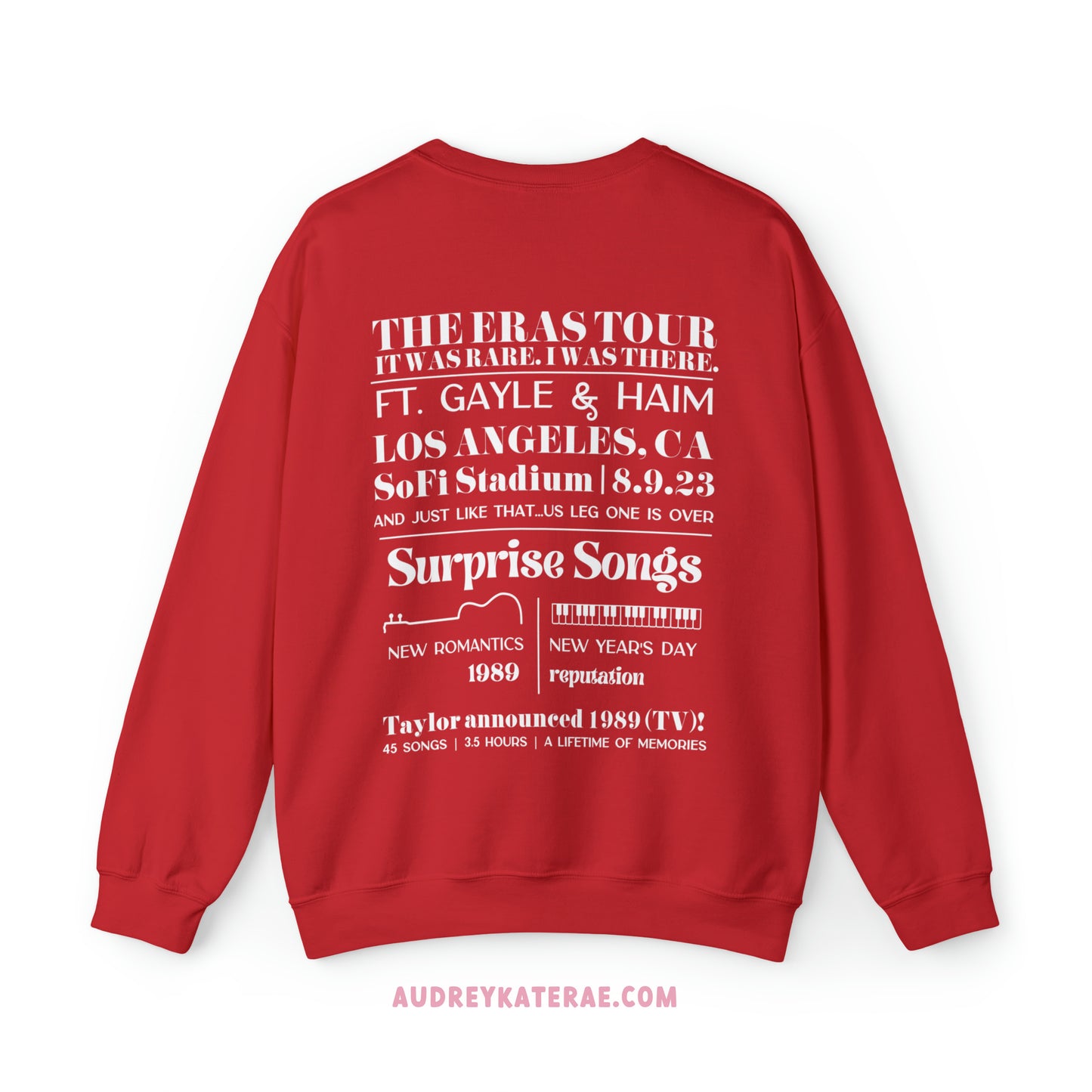 Eras Los Angeles, CA Night 6, 8-9-23 Custom Eras Tour Crewneck, Gildan S-5XL