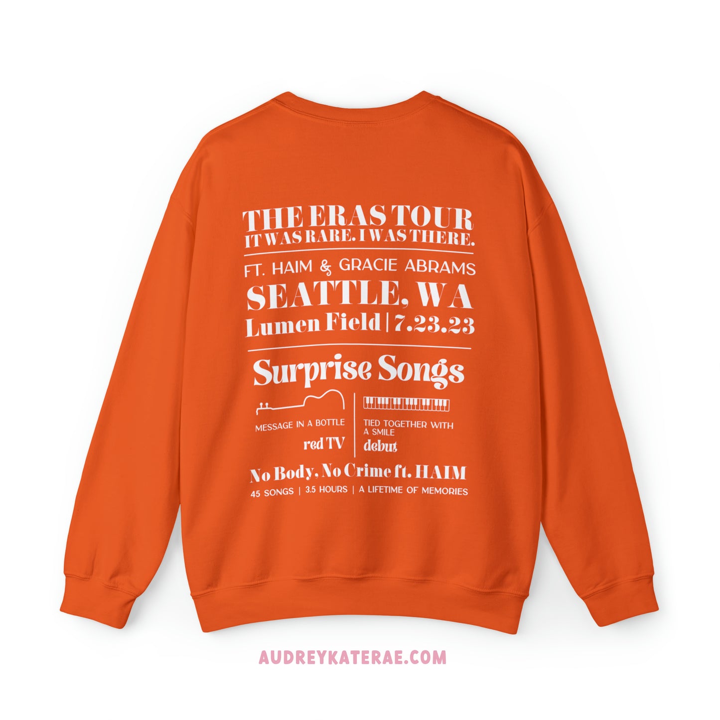 Eras Seattle, WA Night 2 - 7-23-23 Custom Eras Tour Crewneck, Gildan S-5XL