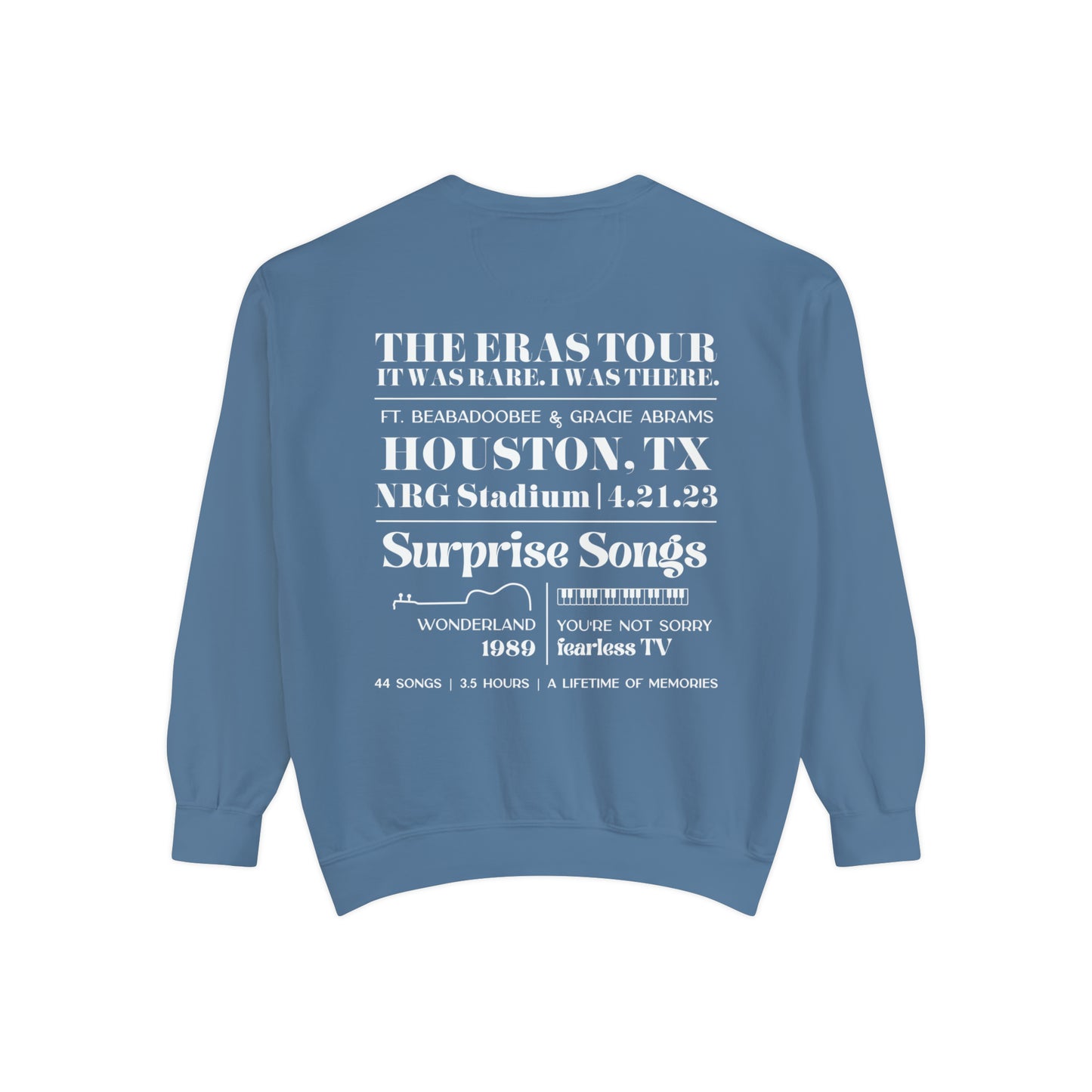 Eras Houston, TX Night 1, 4-21-23, Custom Eras Tour Crewneck, Comfort Colors