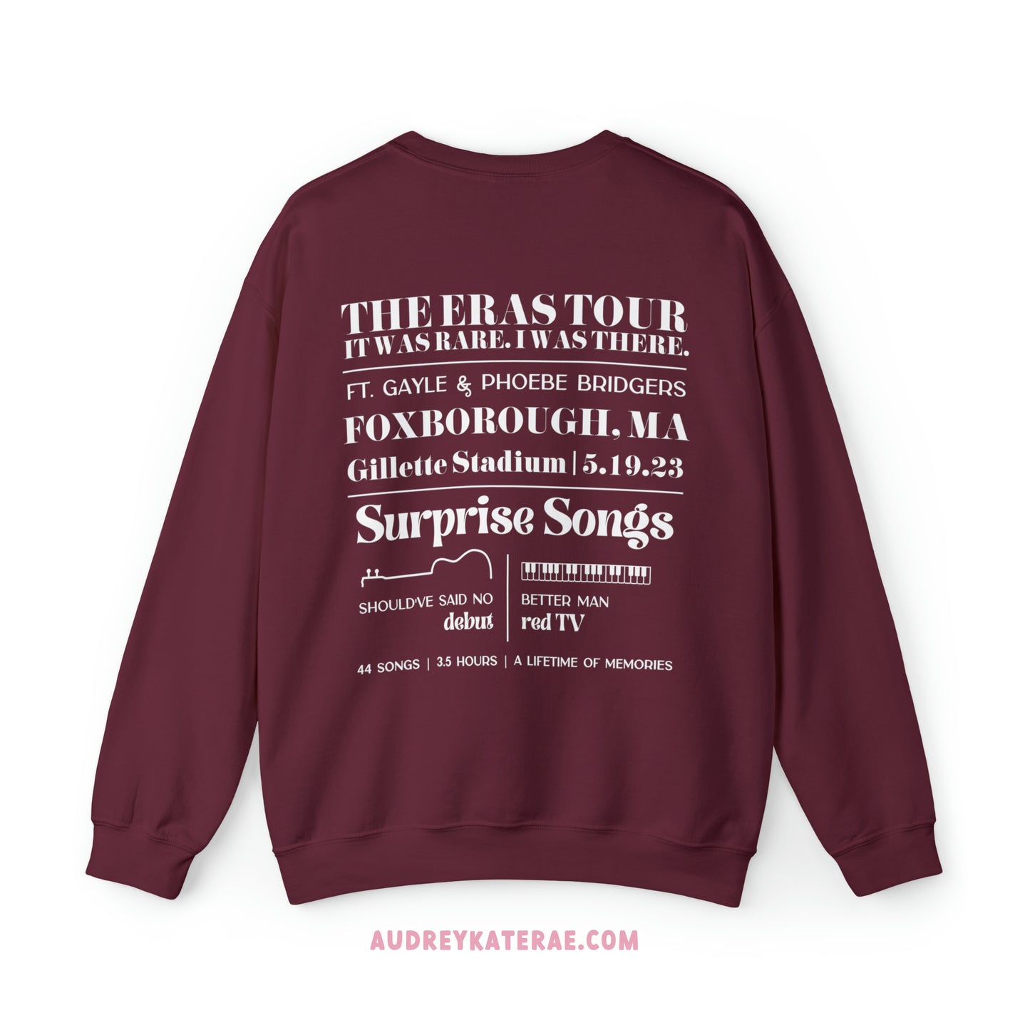 Eras Foxborough, MA Night 1 - 5-19-23 Custom Eras Tour Crewneck, Gildan S-5XL