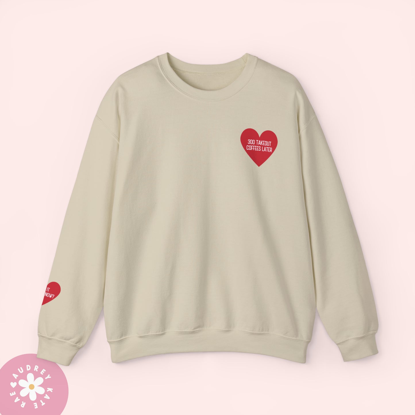 300 Takeout Coffees Later / Is It Over Now? Pocket Heart Unisex Crewneck - S-5XL