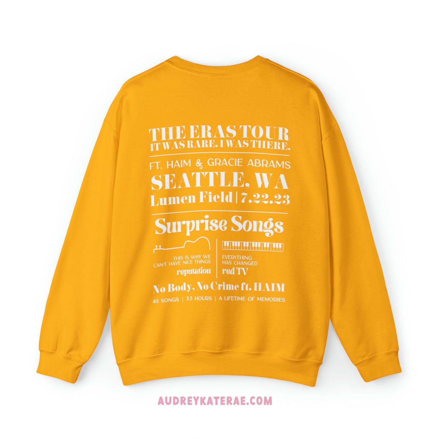 Eras Seattle, WA Night 1 - 7-22-23 Custom Eras Tour Crewneck, Gildan S-5XL