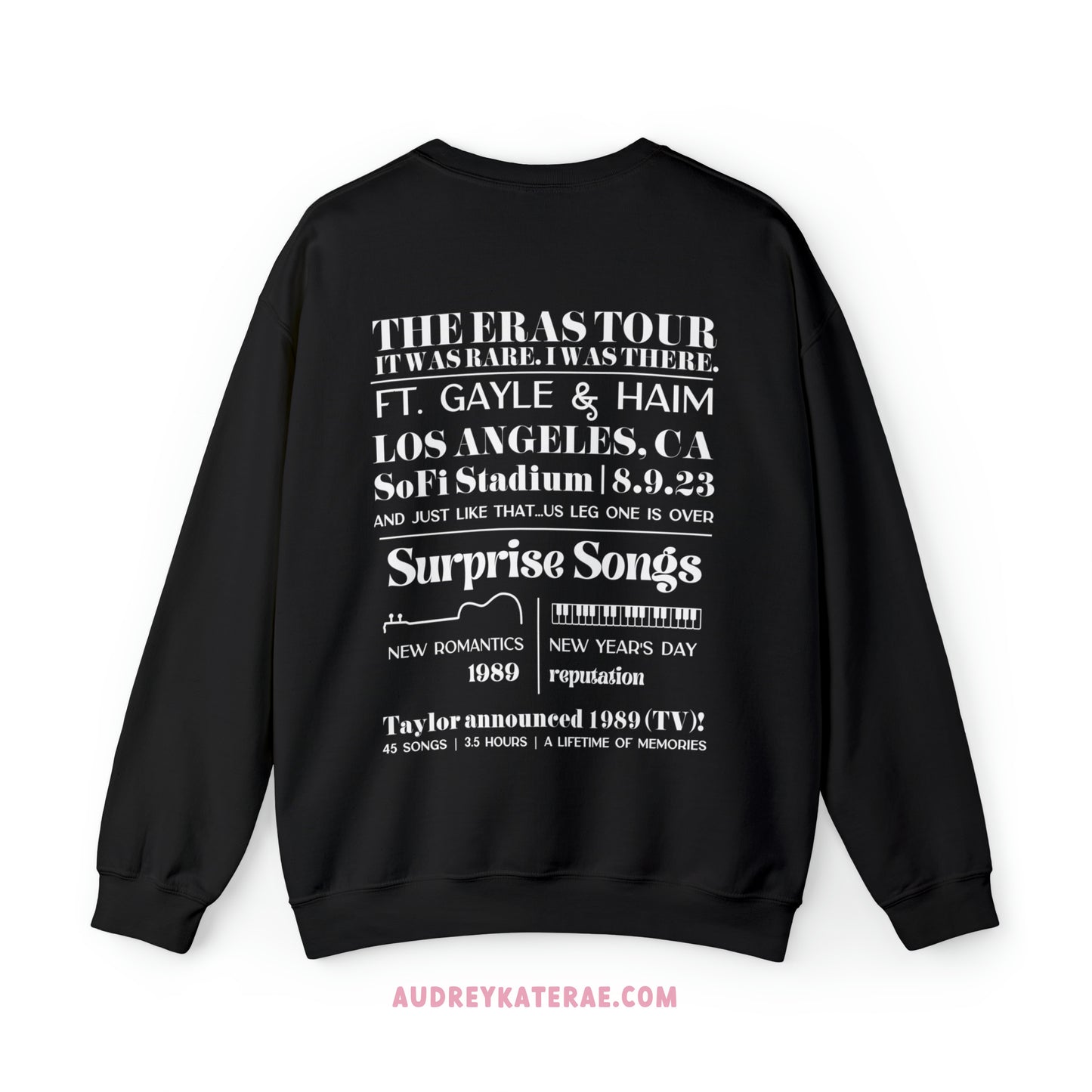 Eras Los Angeles, CA Night 6, 8-9-23 Custom Eras Tour Crewneck, Gildan S-5XL