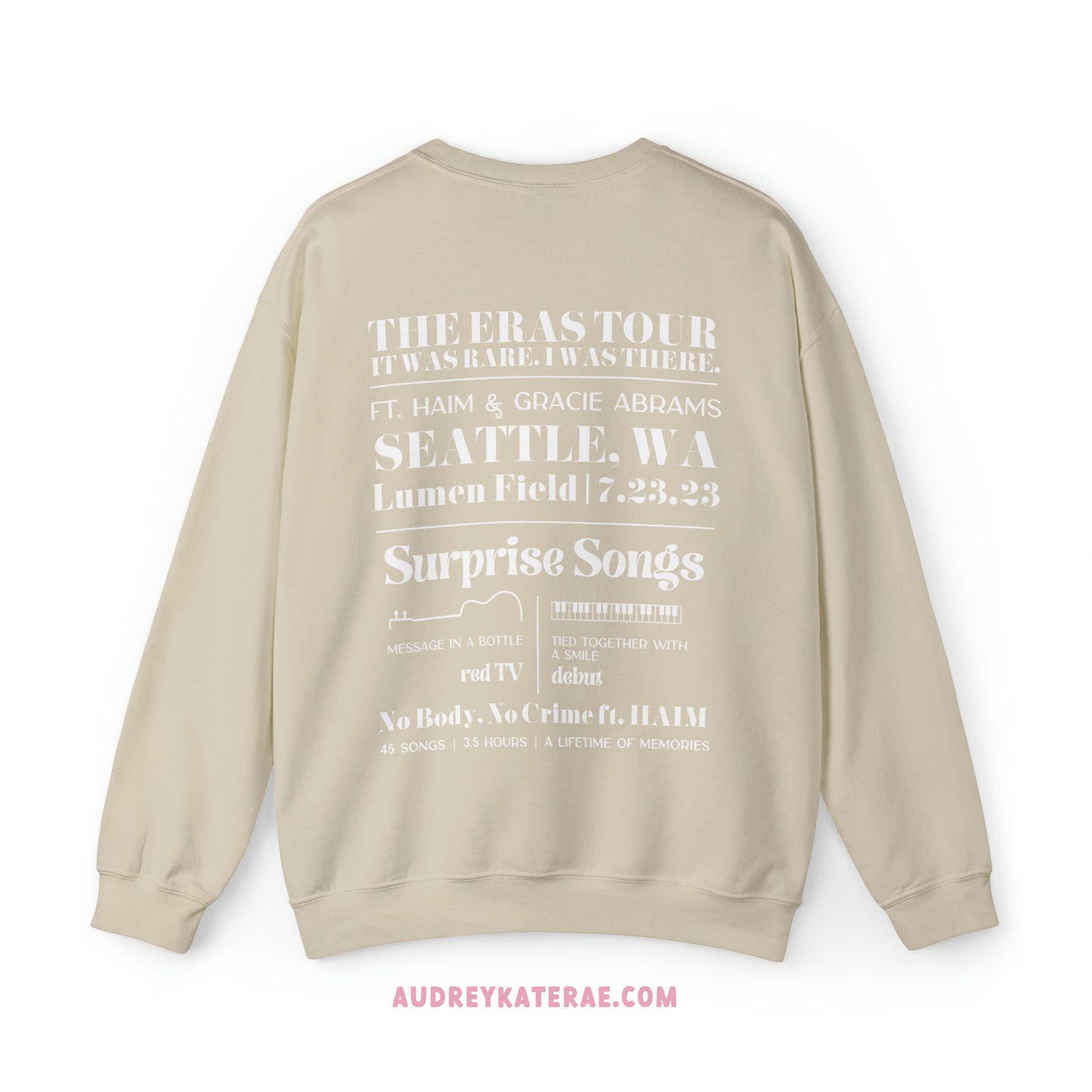 Eras Seattle, WA Night 2 - 7-23-23 Custom Eras Tour Crewneck, Gildan S-5XL