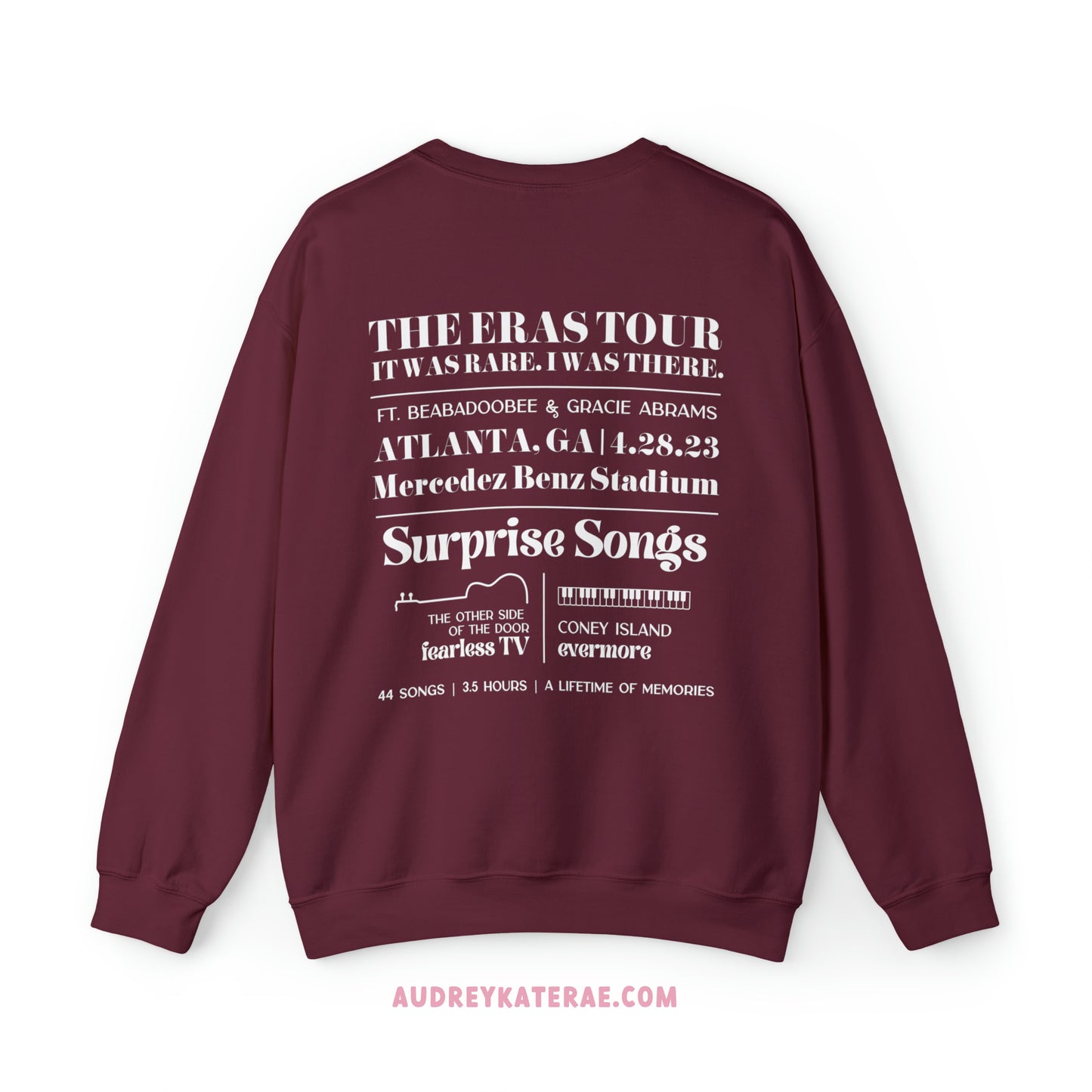 Eras Atlanta, GA Night 1, 4-28-23, Custom Eras Tour Crewneck, Gildan S-5XL