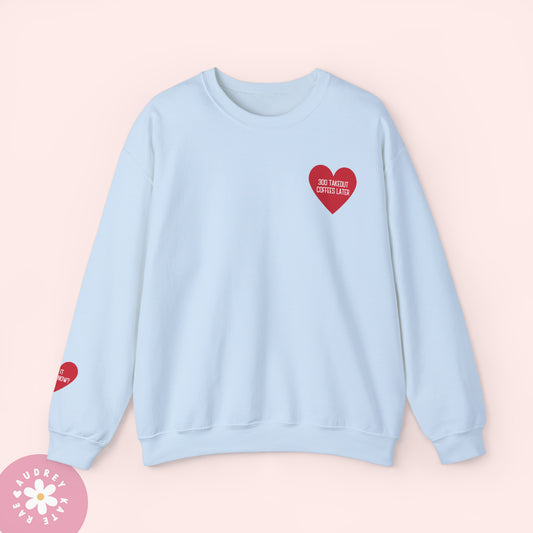 300 Takeout Coffees Later / Is It Over Now? Pocket Heart Unisex Crewneck - S-5XL