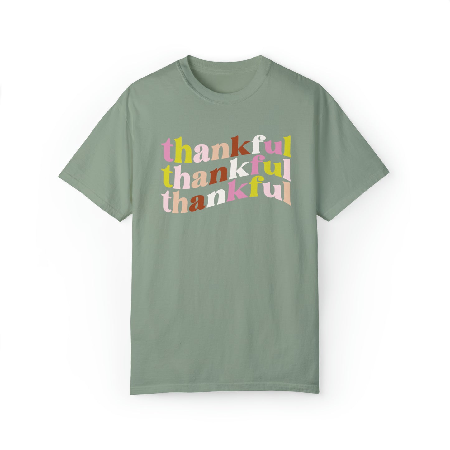 Thankful Wavy Retro Comfort Colors Unisex Garment-Dyed T-shirt - 2 Color Options