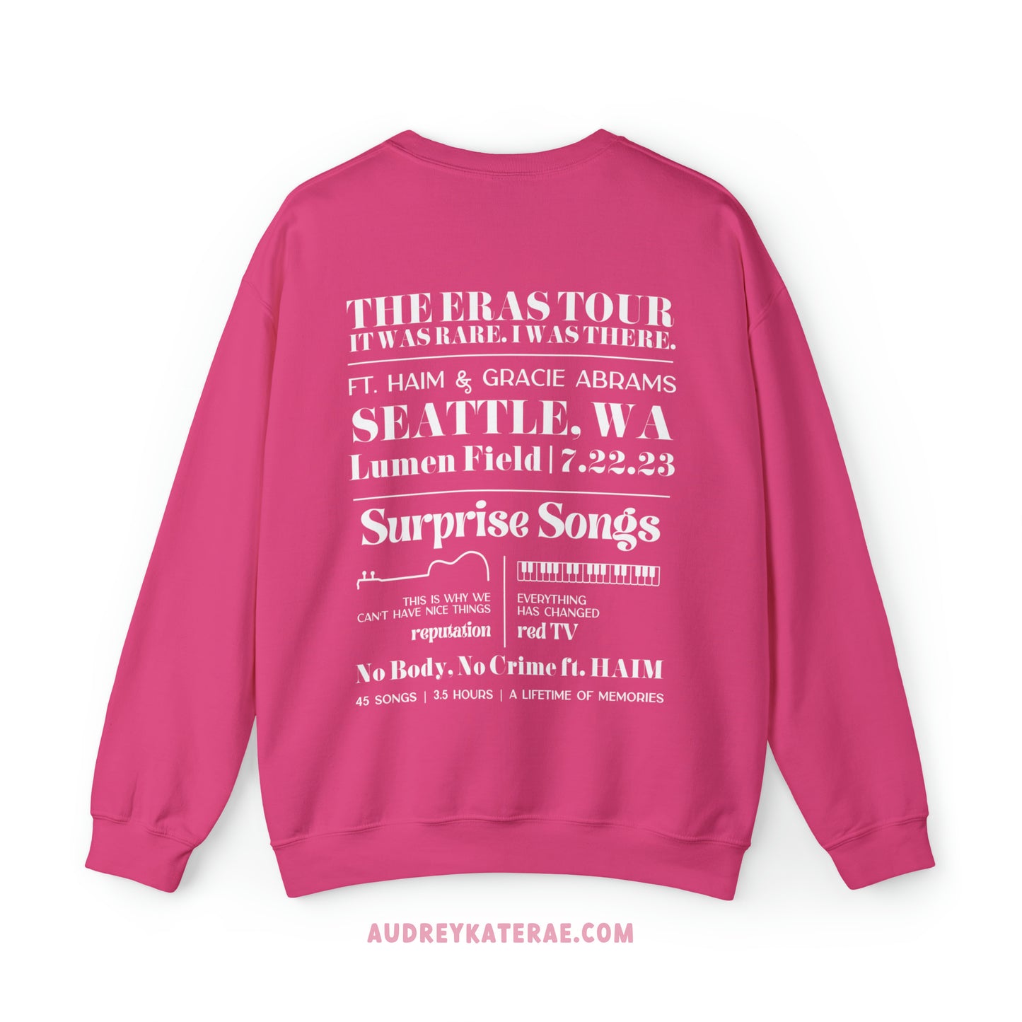 Eras Seattle, WA Night 1 - 7-22-23 Custom Eras Tour Crewneck, Gildan S-5XL