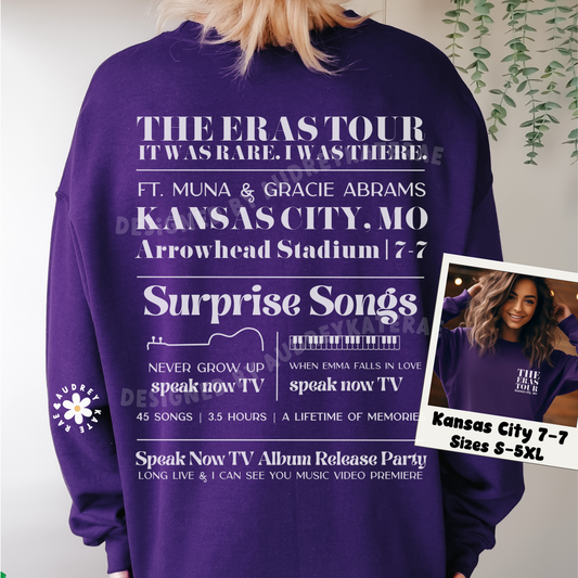 Eras Kansas City, MO Night 1 - 7-7-23 - Custom Gildan Eras Tour Crewneck