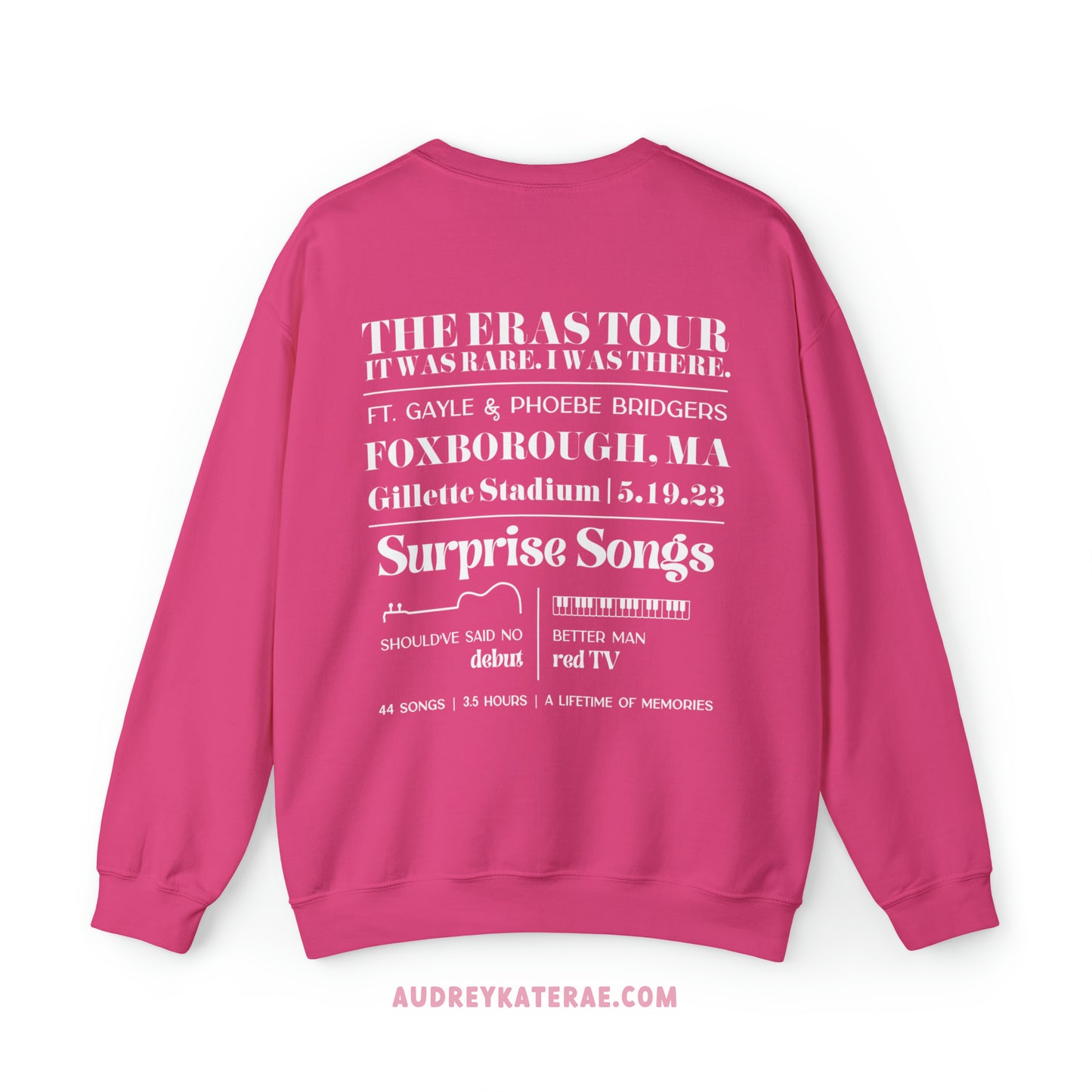 Eras Foxborough, MA Night 1 - 5-19-23 Custom Eras Tour Crewneck, Gildan S-5XL