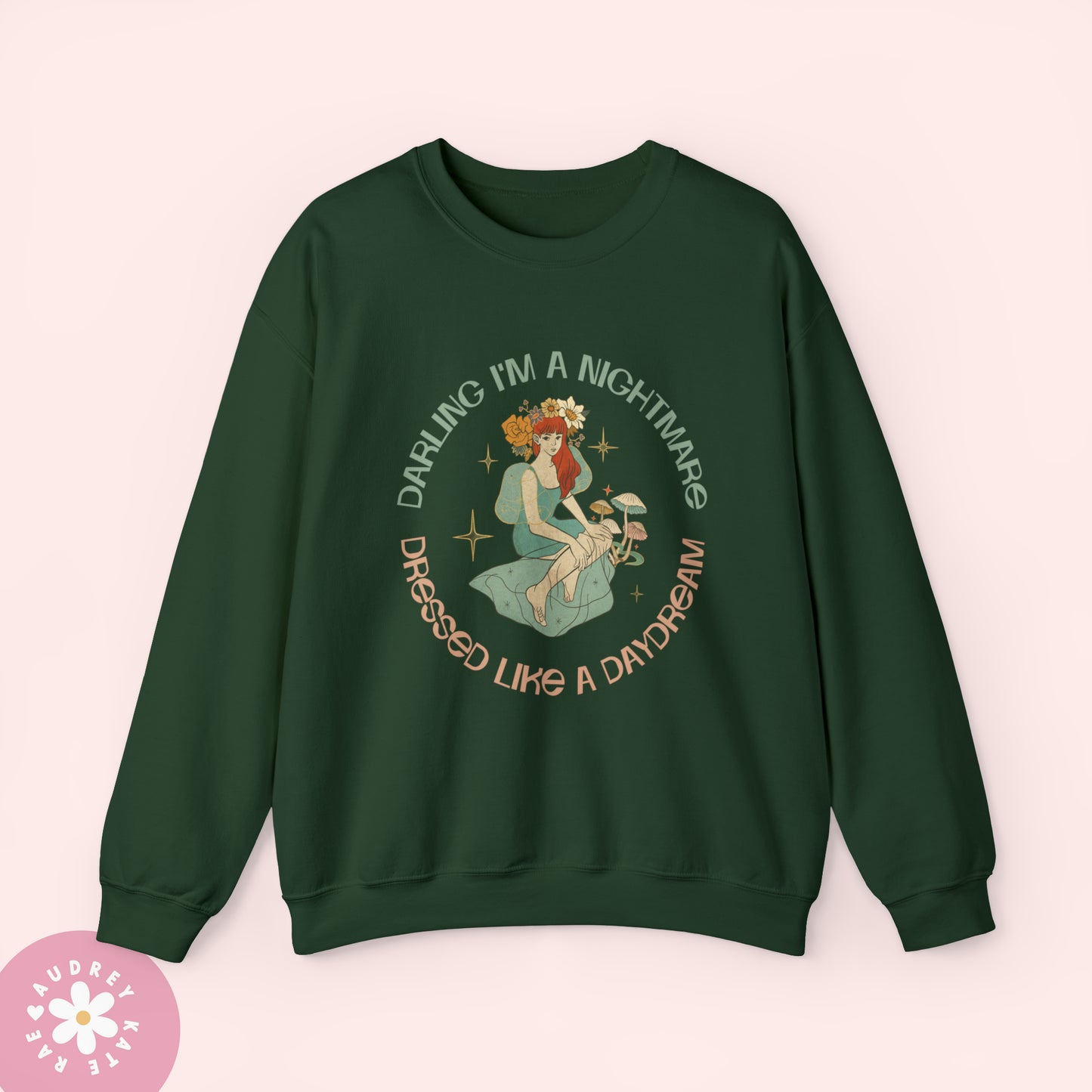 Darling I'm a Nightmare Dressed like a Daydream - Blank Space Celestial Ethereal Mushroom Crewneck by audreykaterae