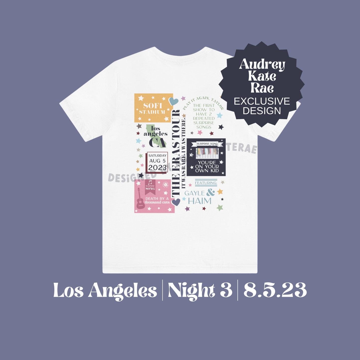 Eras Los Angeles, CA Night 3, 8-5-23 Custom Colorful Eras Tour T-Shirt