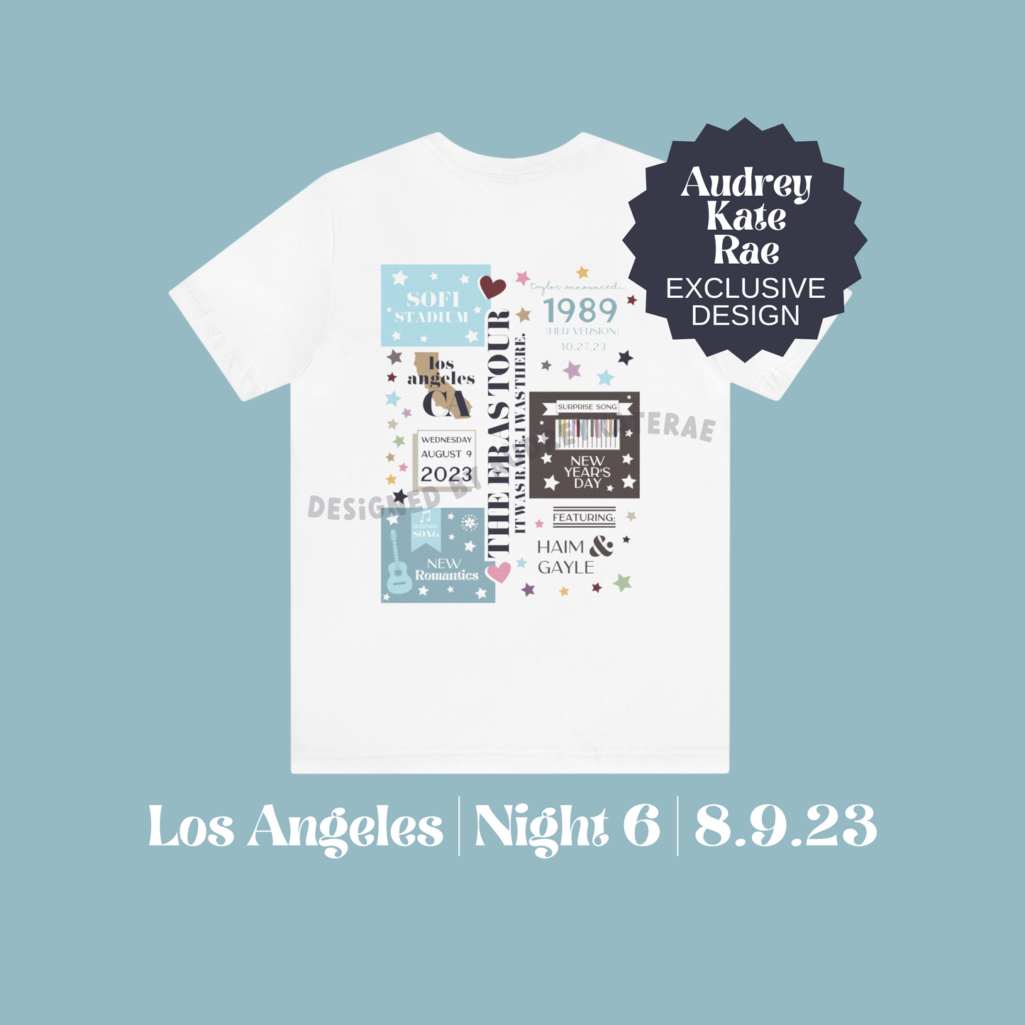 Eras Los Angeles, CA Night 6, 8-9-23 Custom Colorful Eras Tour T-Shirt