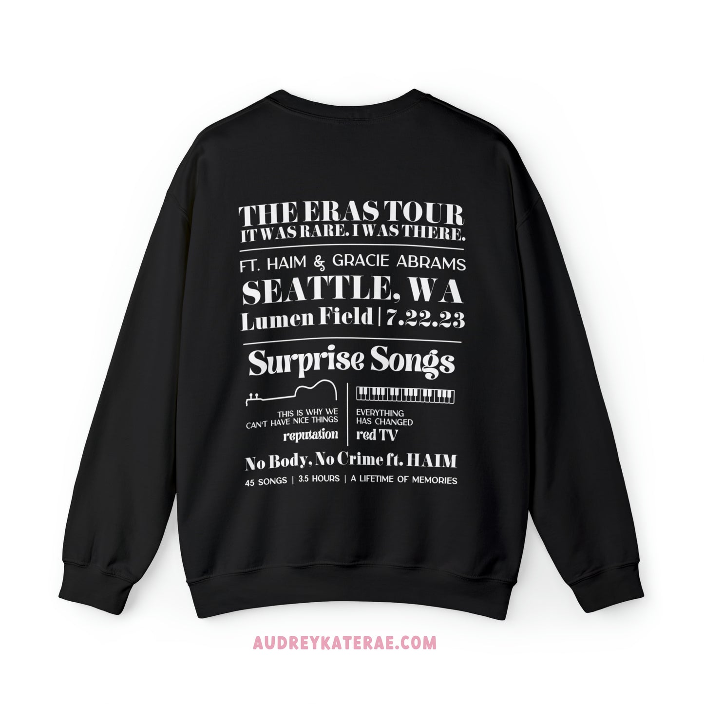 Eras Seattle, WA Night 1 - 7-22-23 Custom Eras Tour Crewneck, Gildan S-5XL