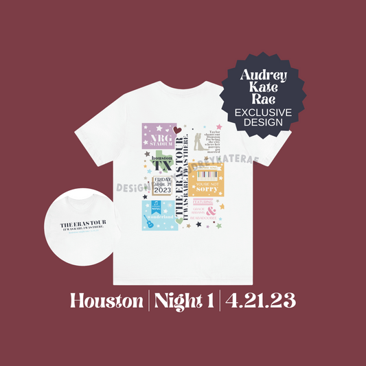 Eras Houston, TX Night 1, 4-21-23, Colorful Custom Eras Tour T-Shirt