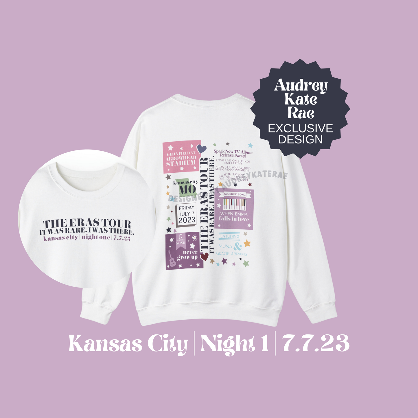 Eras Kansas City, MO Night 1, 7-7-23, Custom Gildan Eras Crewneck