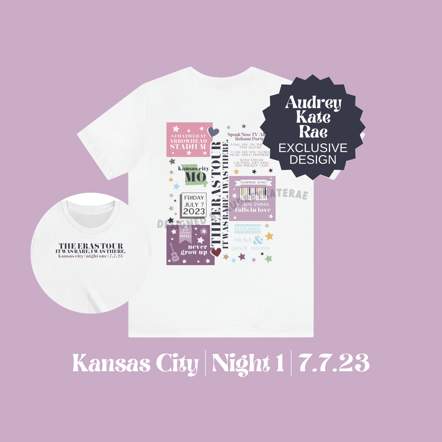 Eras Kansas City, MO Night 1, 7-7-23, Colorful Custom Eras Tour Tshirt