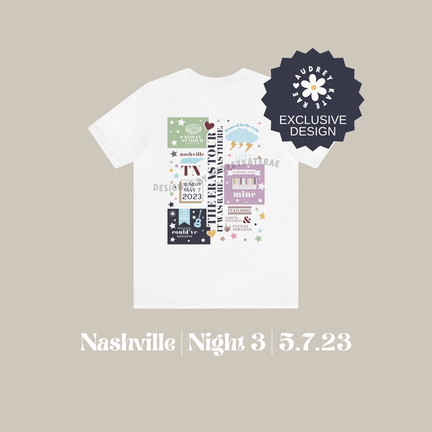 Eras Nashville, TN Night 3, 5-7-23 Custom Colorful Eras Tour T-Shirt