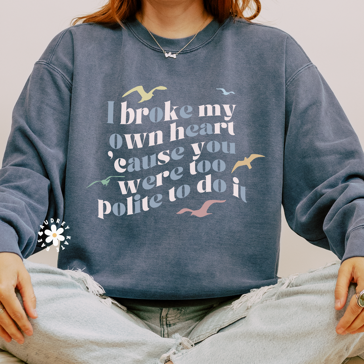 I Broke My Own Heart Vault Track Lyric Crewneck 1989 TV, Comfort Colors