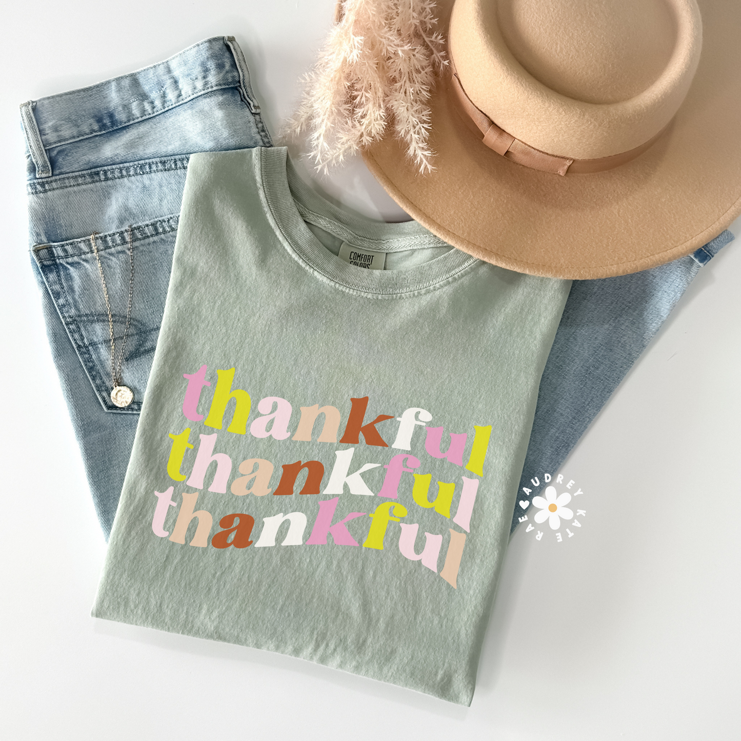 Thankful Wavy Retro Comfort Colors Unisex Garment-Dyed T-shirt - 2 Color Options