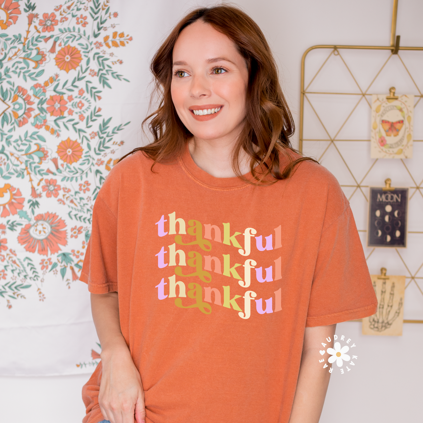 Thankful Wavy Retro Comfort Colors Unisex Garment-Dyed T-shirt - 2 Color Options