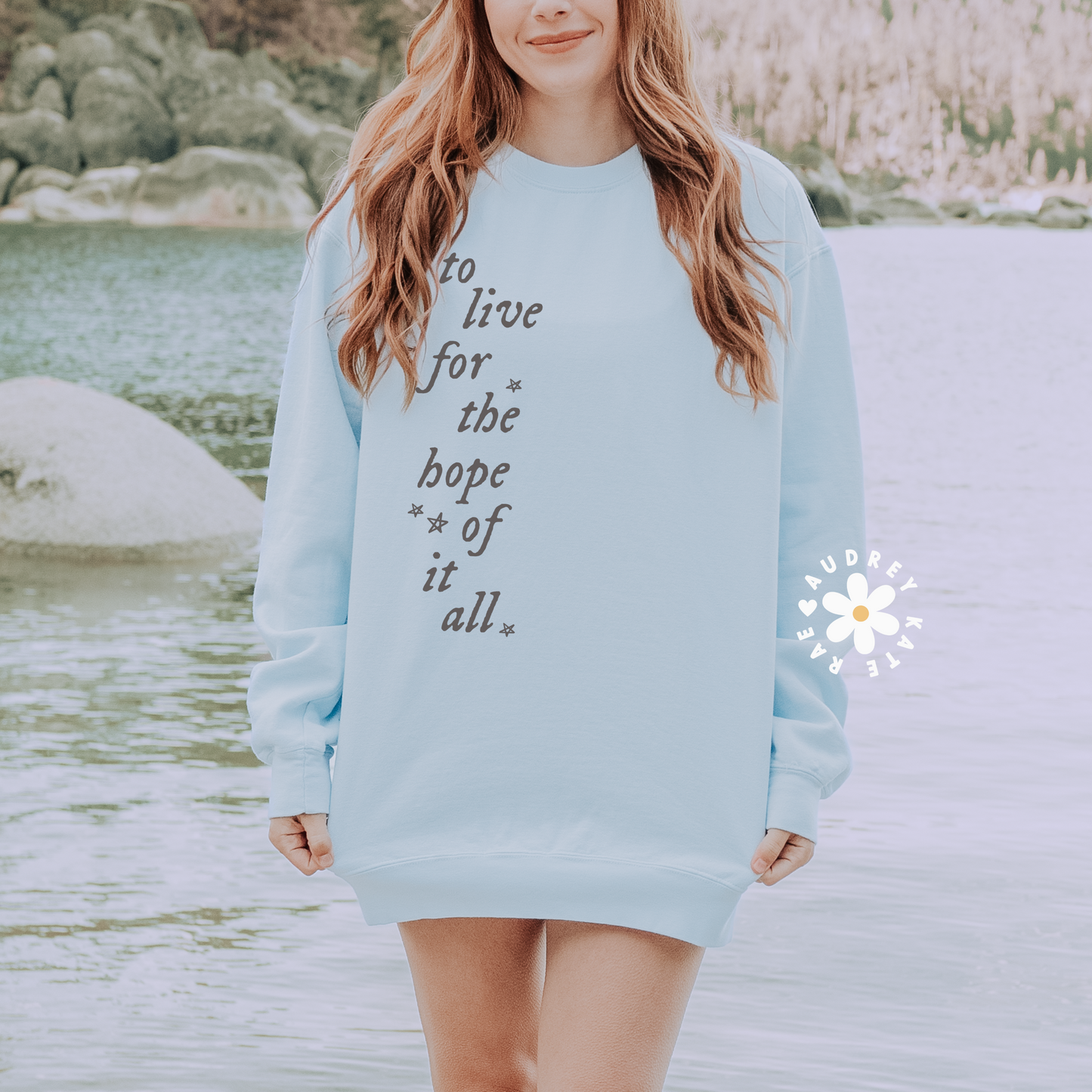 To Live for the Hope of it All, August - Folklore, Vertical Design, Comfort Colors Crewneck Sweatshirt